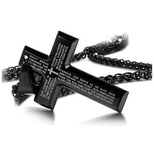 Black Cross Pendant Necklace